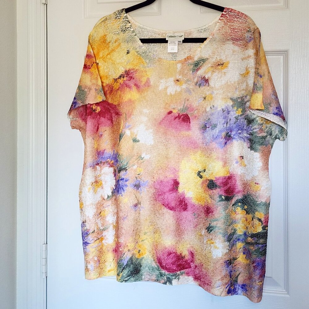 COLDWATER CREEK - BRAND NEW SHIMMERING FLORAL TOP